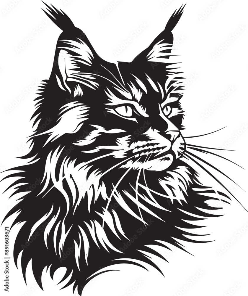 Fototapeta premium black and white maine coon cat