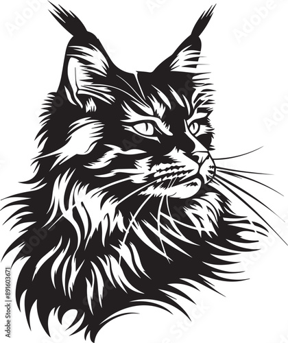 black and white maine coon cat