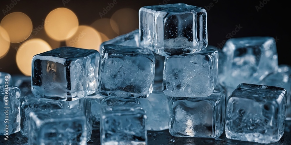 Close-up view of a pile of ice cubes, macro view. Close-up view of a pile of ice cubes, macro view.