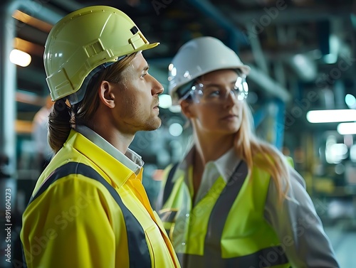 Two Construction Workers in Hard Hats and Safety Vests