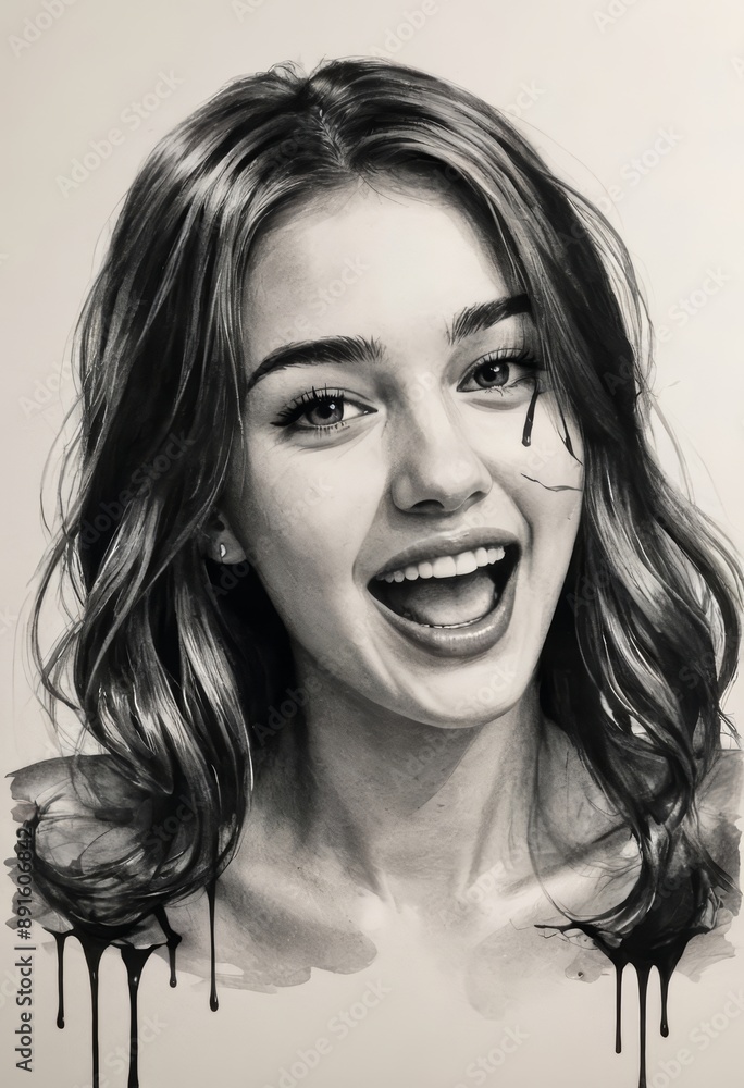 Portrait of a young woman laughing, smiling girl Portrait of a young woman laughing, smiling girl