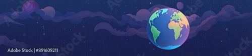 Planet earth background inspired and animated flat illustration vector wallpaper, Simplistic flat illustration vector based animation style, ai generated