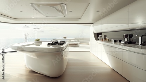 Modern Futuristic Kitchen Interior with High-Tech Gadgets and Sleek Design