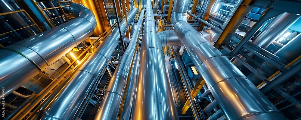 Industrial Pipes and Ducts in a Modern Power Plant - Photo Industrial Pipes and Ducts in a Modern Power Plant - Photo