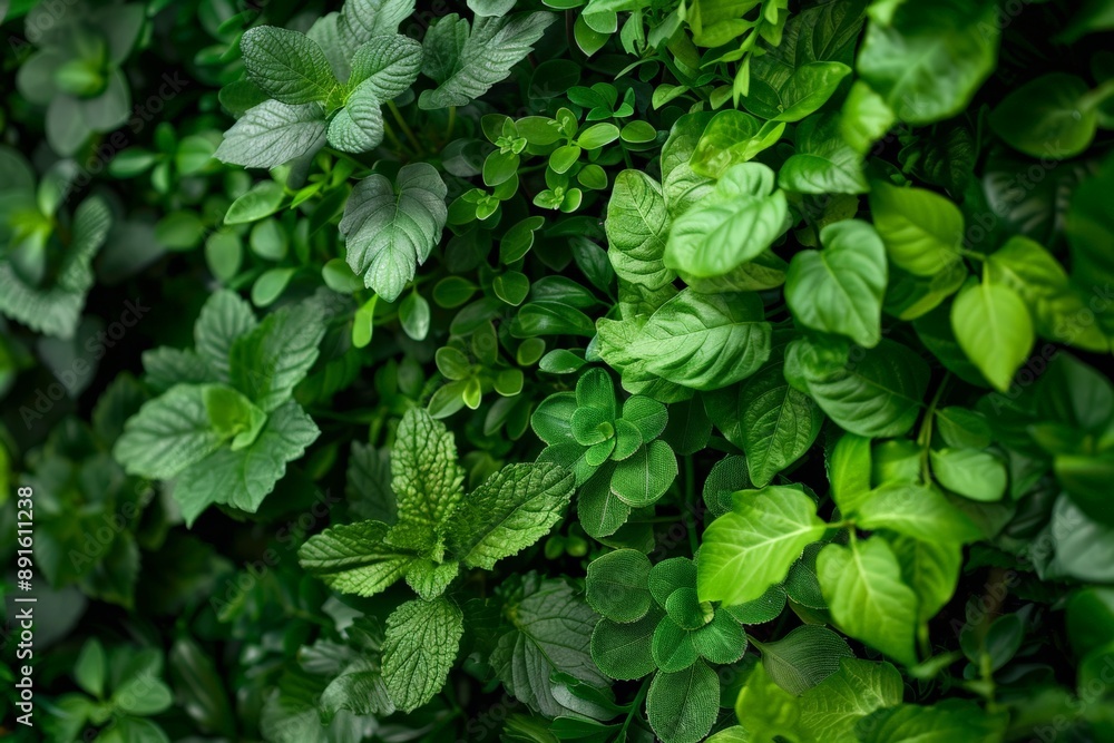 Dense arrangement of various green plants, showcasing a rich diversity of foliage and a lush, vibrant natural texture. Dense arrangement of various green plants, showcasing a rich diversity of foliage and a lush, vibrant natural texture.