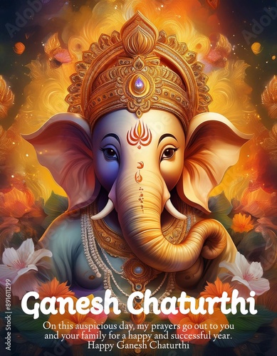 Happy Ganesh Chaturthi greeting card design. Lord Ganesh design for Ganesh Chaturthi Poster Design photo