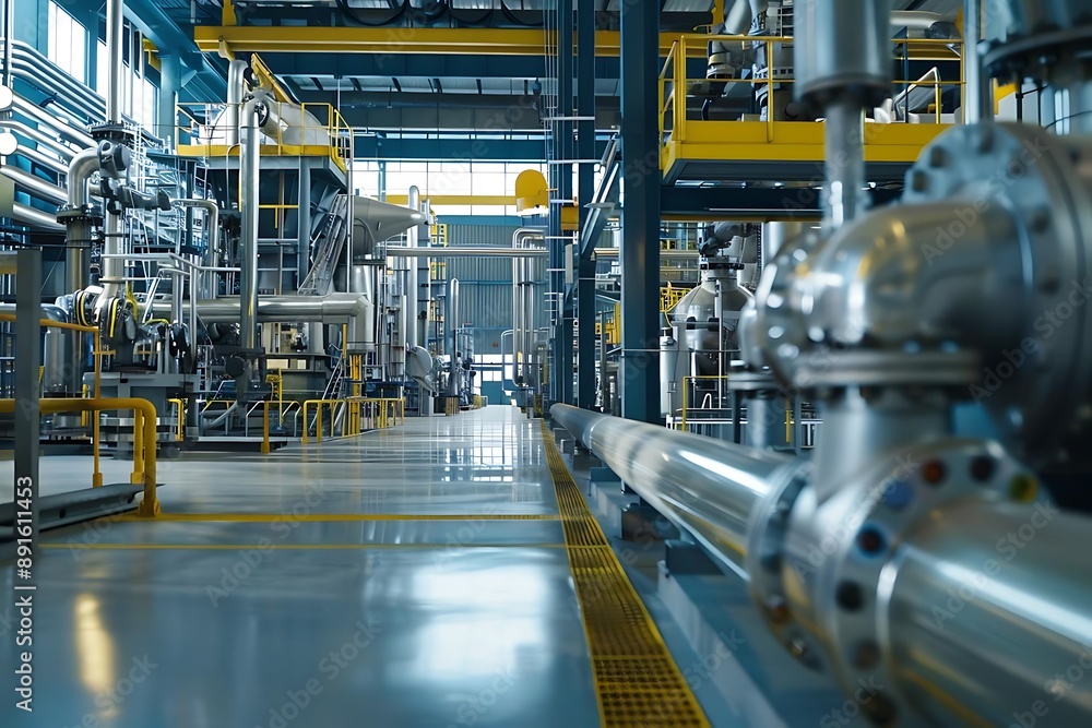 Industrial Interior with Piping and Machinery - Realistic Photo Industrial Interior with Piping and Machinery - Realistic Photo