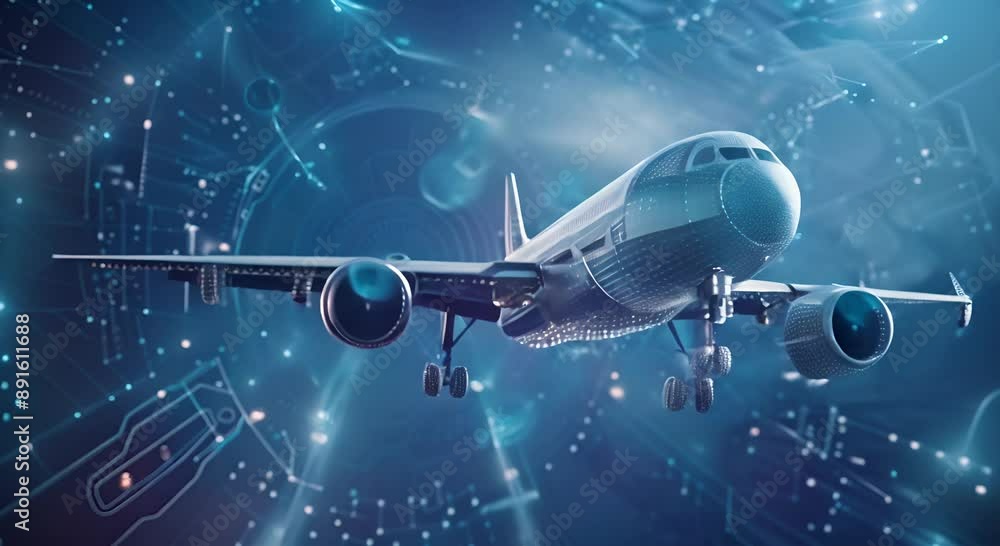 Smart technology aircraft, plane taking off Smart technology aircraft, plane taking off