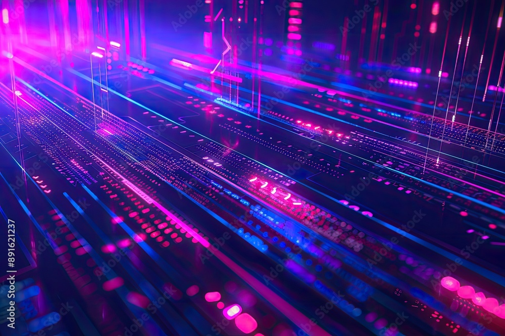 Vibrant abstract digital light trails creating a futuristic and dynamic display with pink and blue hues, perfect for tech themes. Vibrant abstract digital light trails creating a futuristic and dynamic display with pink and blue hues, perfect for tech themes.