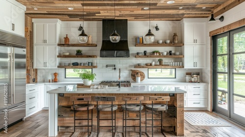 Stylish Fusion of Modern and Rustic Elements in a Contemporary Kitchen Design