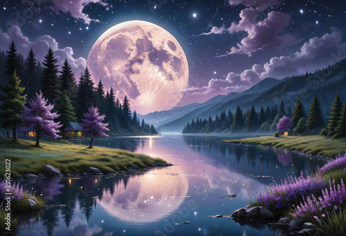 landscape with lake and mountains