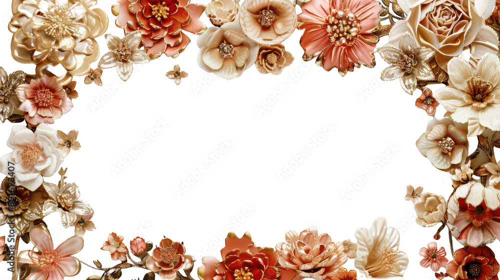 Flower frame with ornate, detailed flowers Flower frame with ornate, detailed flowers
