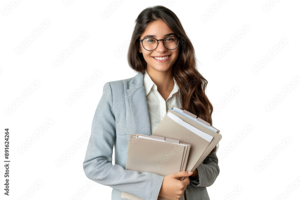 © venusvi - Cheerful woman supervisor holding documents Isolated on white background © venusvi - Cheerful woman supervisor holding documents Isolated on white background