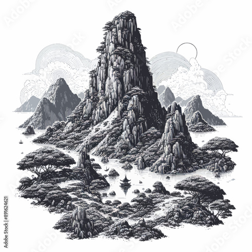 landscape in the mountains and sky vector 