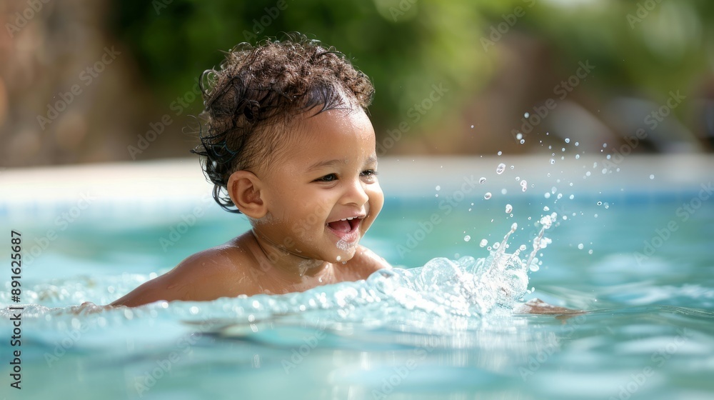 Happy children swimming and playing in the pool Happy children swimming and playing in the pool