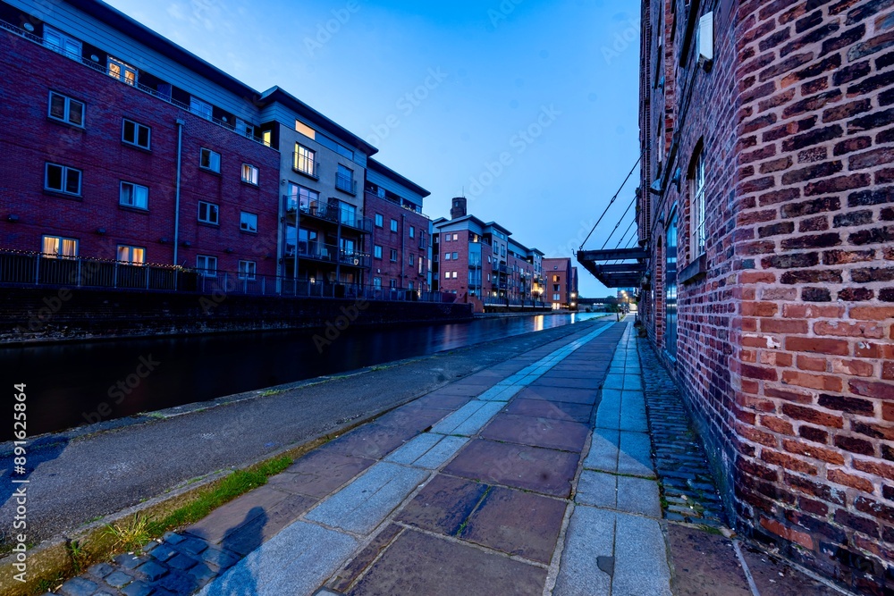 Central Chester in Northern England on a Cloudy Spring Day at Twilight