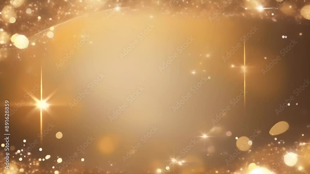 Sparkling golden background with shining stars and particles and a place for text Sparkling golden background with shining stars and particles and a place for text