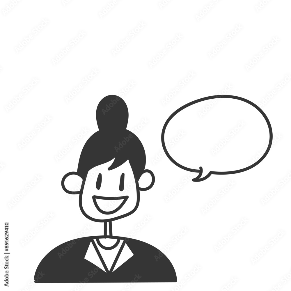 hand drawn doodle woman with blank bubble talk mock up illustration template hand drawn doodle woman with blank bubble talk mock up illustration template