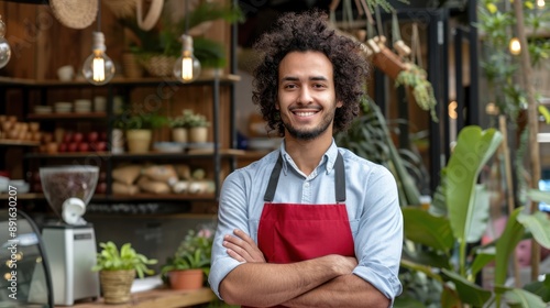 The Barista in Red Apron photo