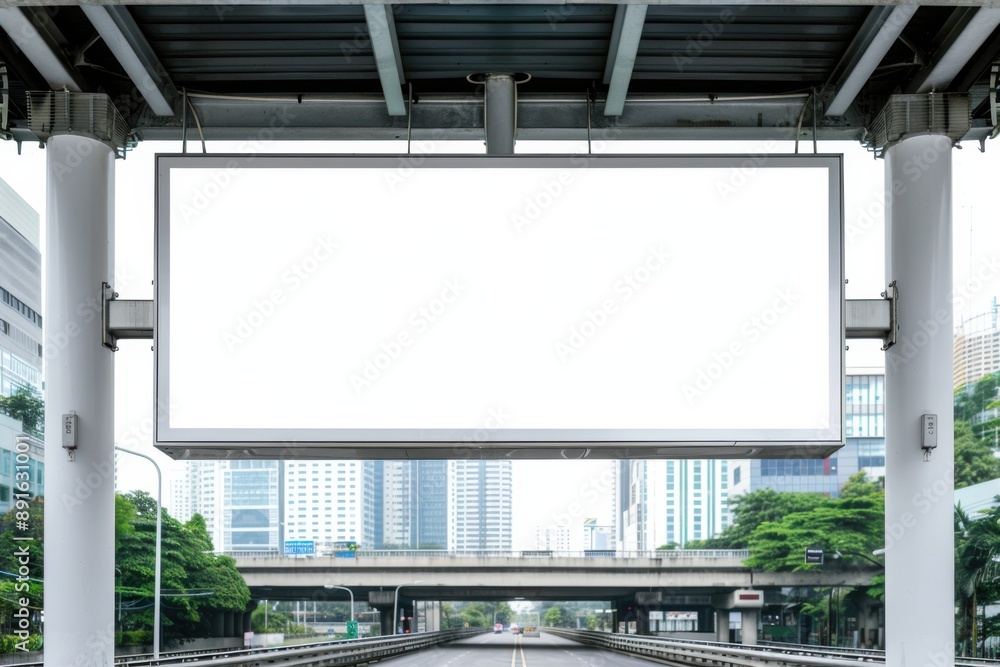 Empty Billboard on City Road Overpass Empty Billboard on City Road Overpass