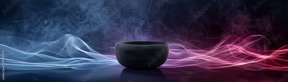 Mystical Tibetan singing bowl with vibrant red and blue energy flows, creating a serene and meditative atmosphere. Mystical Tibetan singing bowl with vibrant red and blue energy flows, creating a serene and meditative atmosphere.