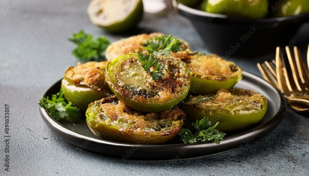 fried green tomatoes, AI generated fried green tomatoes, AI generated