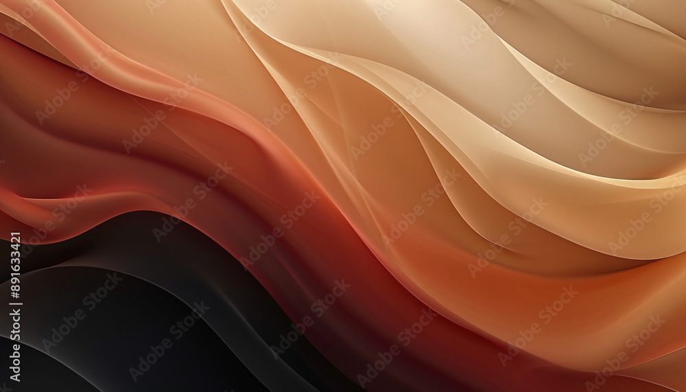 Obraz premium A modern abstract wallpaper with a color gradient of bright beige, black-brown, and tan. It exudes a sophisticated and calming atmosphere, suitable for interior design and fashion.