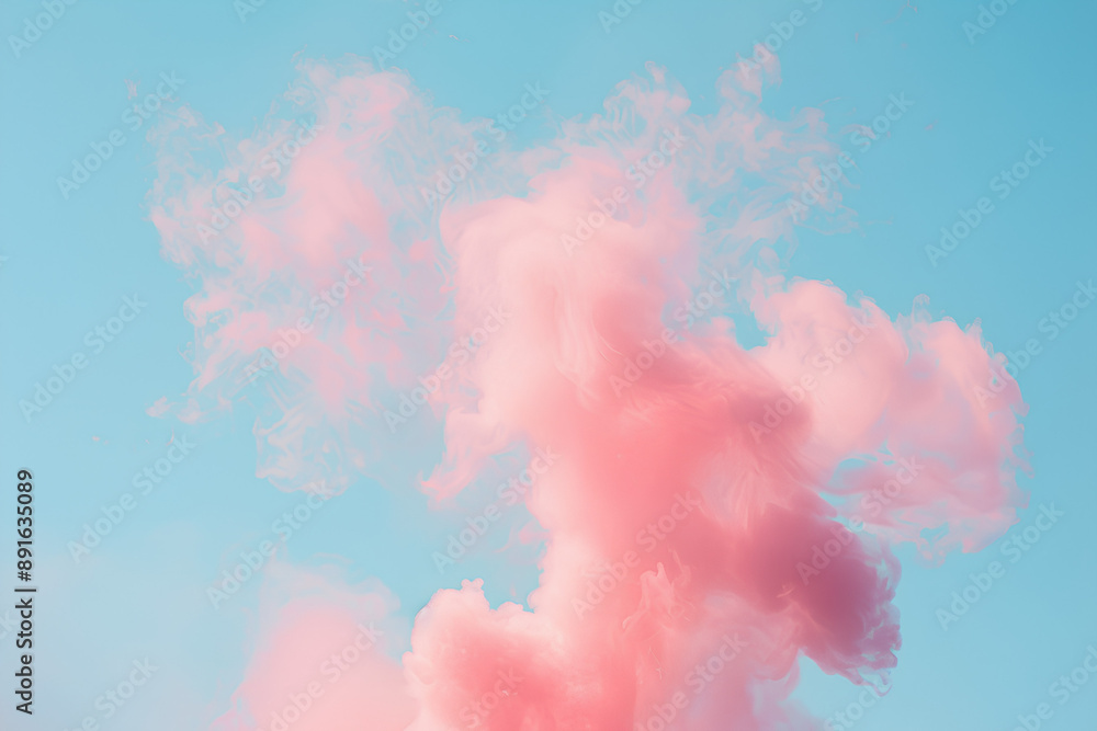 Naklejka premium Pink Smoke Against Blue Sky Background