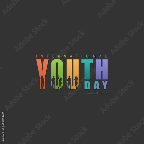 International youth day celebration, 12 August, suitable for greeting cards, banners etc.