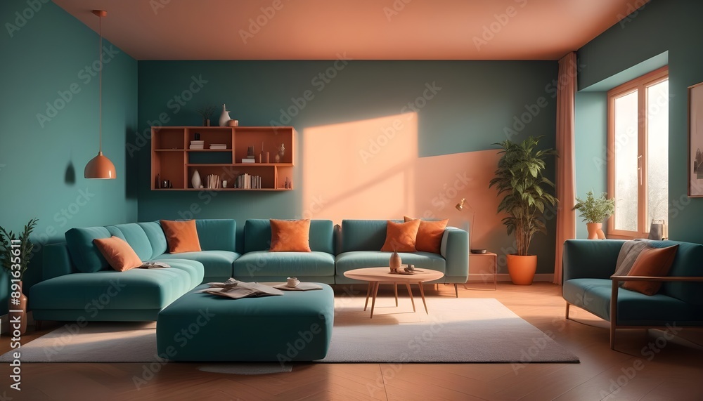 Photo interior modern design room 3d illustration Photo interior modern design room 3d illustration