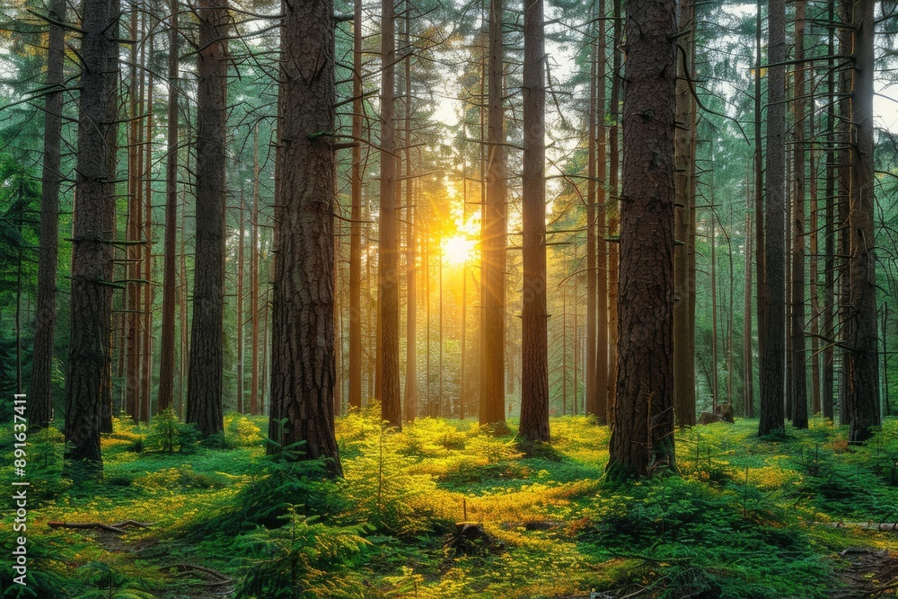 Sunlight Illuminates a Lush Forest Floor Sunlight Illuminates a Lush Forest Floor