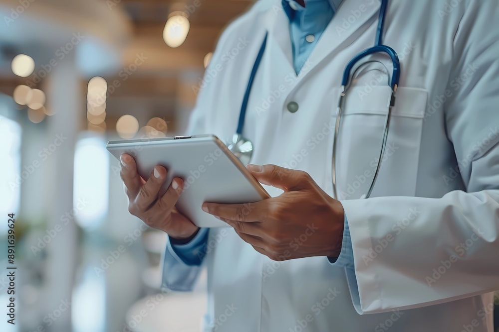 Digital medicine: a doctor with a tablet in his hands Digital medicine: a doctor with a tablet in his hands