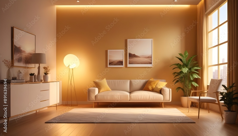Fototapeta premium Photo interior modern design room 3d illustration