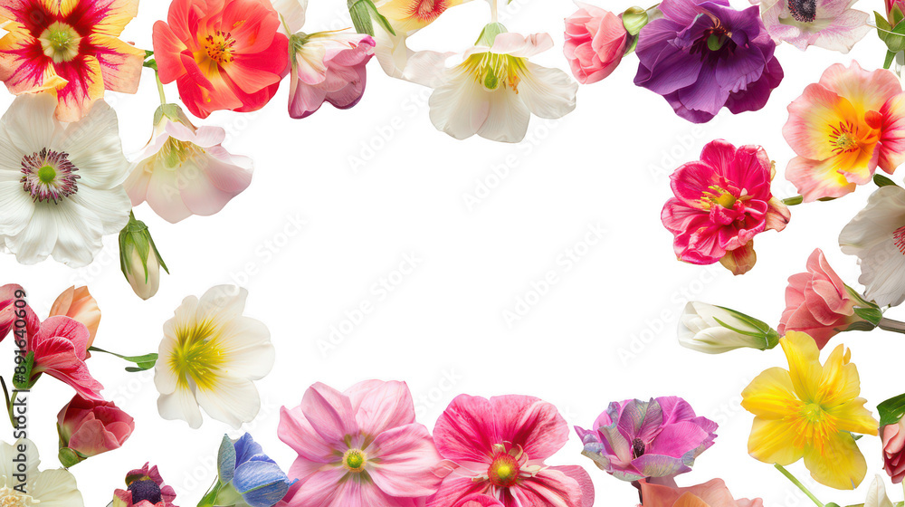 Beautiful flower frame with colorful blossoms Beautiful flower frame with colorful blossoms