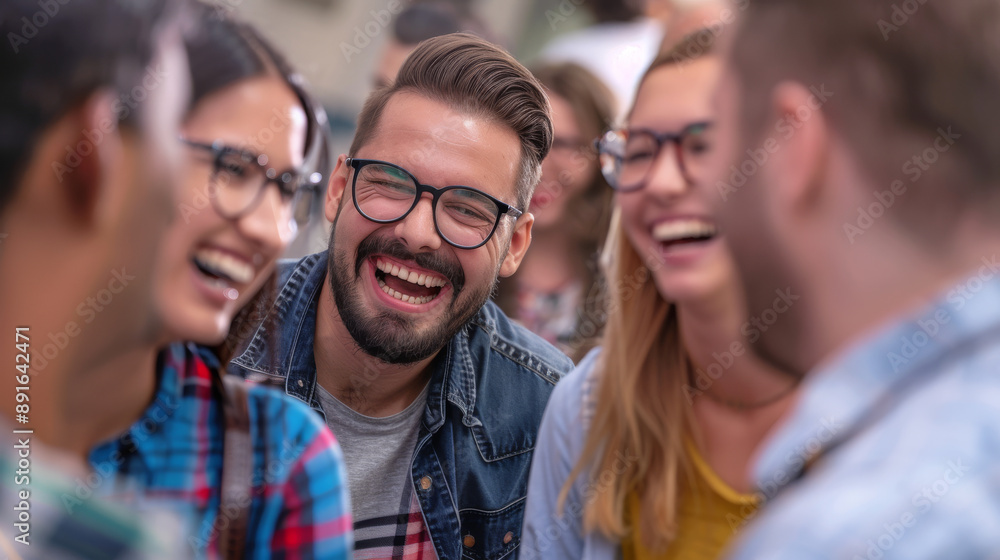 A group of friends, diverse and happy, share a laugh that captures the essence of friendship. A group of friends, diverse and happy, share a laugh that captures the essence of friendship.