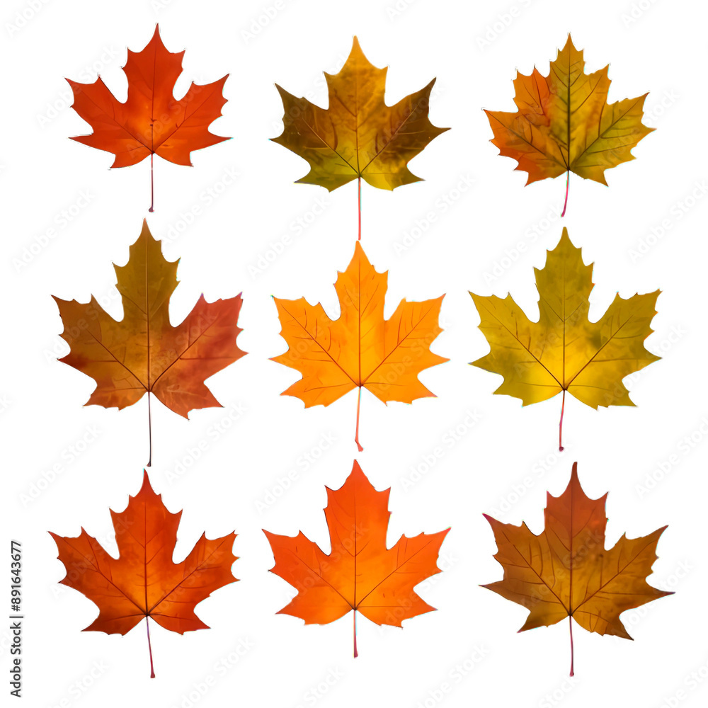 Set of maple leaves on transparent background Set of maple leaves on transparent background