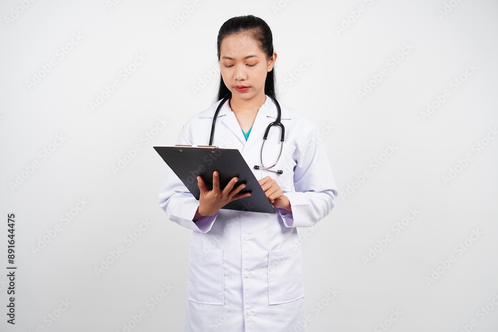 Female doctor bring clipboard isolated background Female doctor bring clipboard isolated background