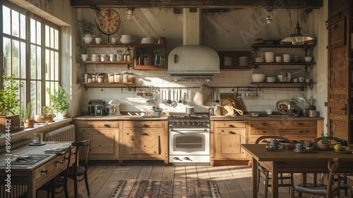 Rustic Farmhouse Chic Kitchen with Vintage Accessories and Cozy Ambiance