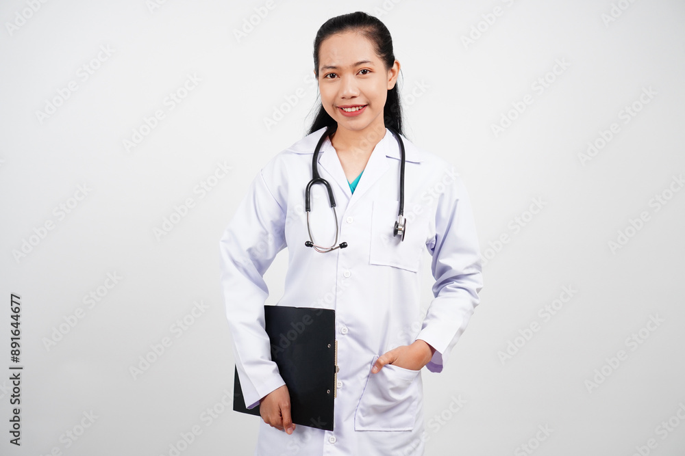Female doctor bring clipboard isolated background Female doctor bring clipboard isolated background