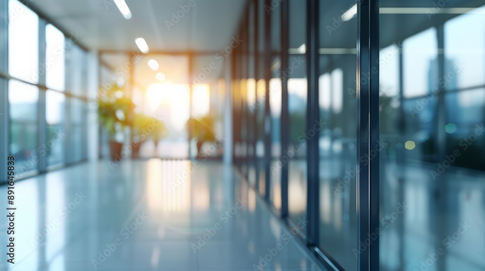 Modern office corridor with glass partitions and blurred background, professional and contemporary corporate environment. Modern office corridor with glass partitions and blurred background, professional and contemporary corporate environment.