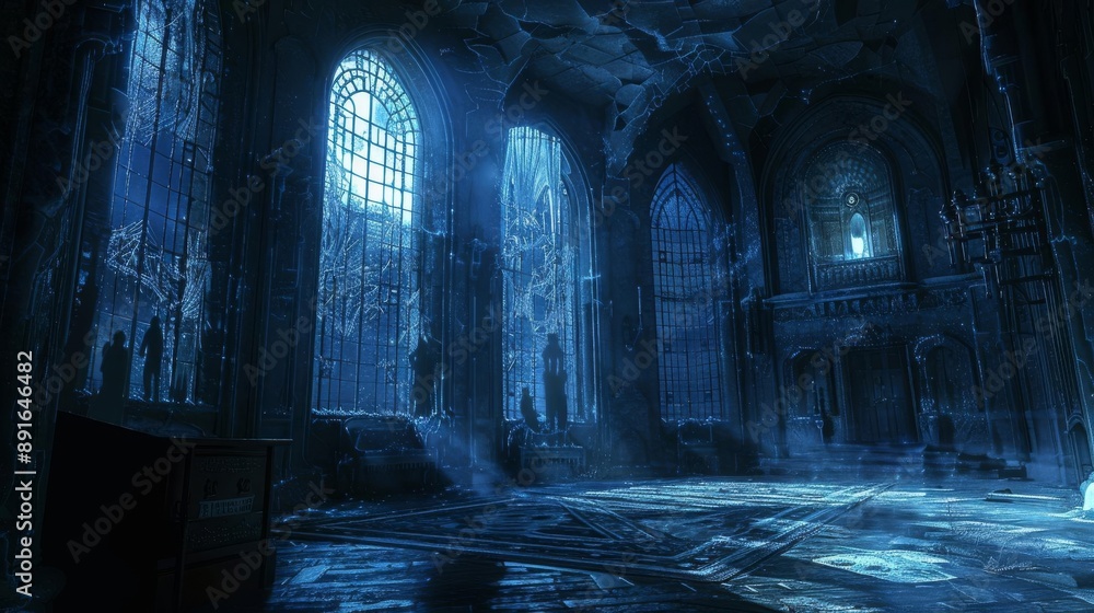 A chilling haunting in a grand mansion, shadowy figures lurking in the vast domain, moonlight streaming through cracked windows, Gothic, Digital Painting, Dark Tones, High Detail A chilling haunting in a grand mansion, shadowy figures lurking in the vast domain, moonlight streaming through cracked windows, Gothic, Digital Painting, Dark Tones, High Detail