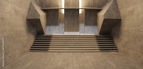 Advanced background High end scenario concrete wall booth Exhibition hall Stage, cement wall, neon lights, 3D illustrations