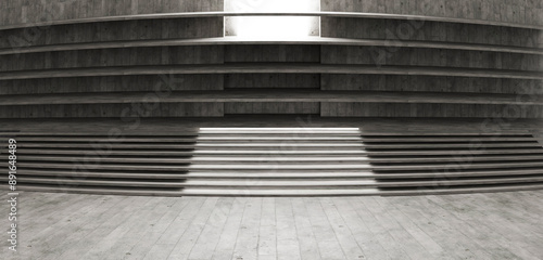 Advanced background High end scenario concrete wall booth Exhibition hall Stage, cement wall, neon lights, 3D illustrations