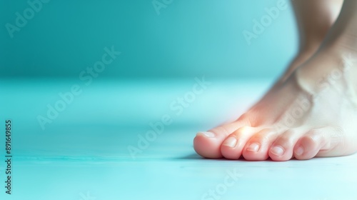 Wallpaper Mural Close-up of Bare Foot on Blue Background Torontodigital.ca
