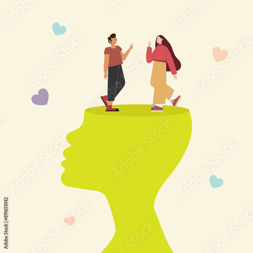 Couple Standing on a Head Silhouette