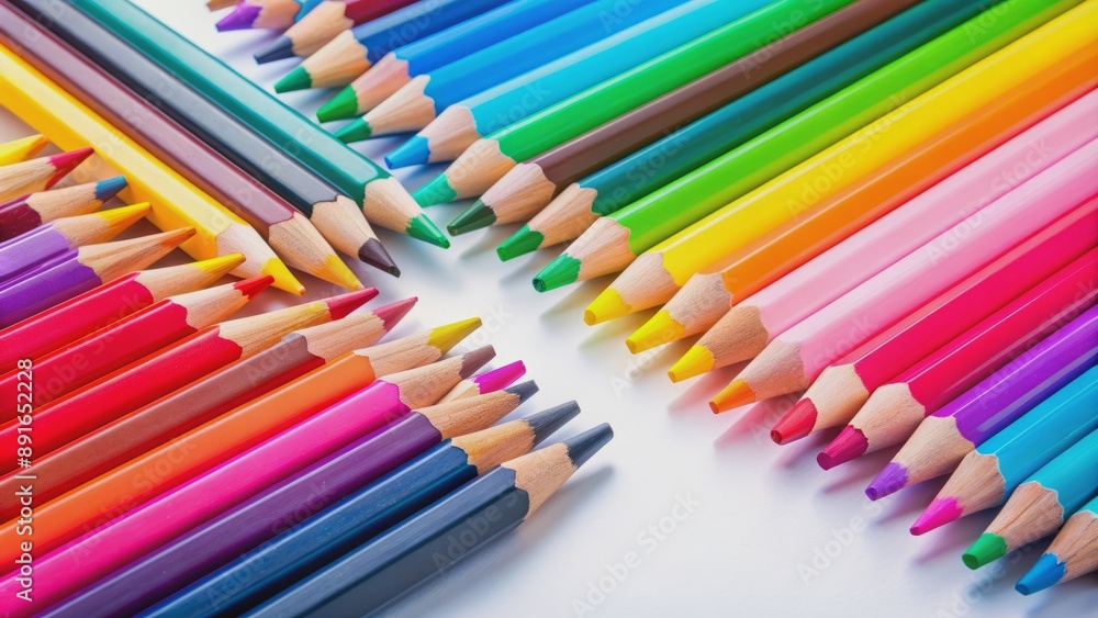 Vibrant colorful pencils and erasers on a white background, symbolizing back to school excitement and academic preparation, generated by AI. Vibrant colorful pencils and erasers on a white background, symbolizing back to school excitement and academic preparation, generated by AI.