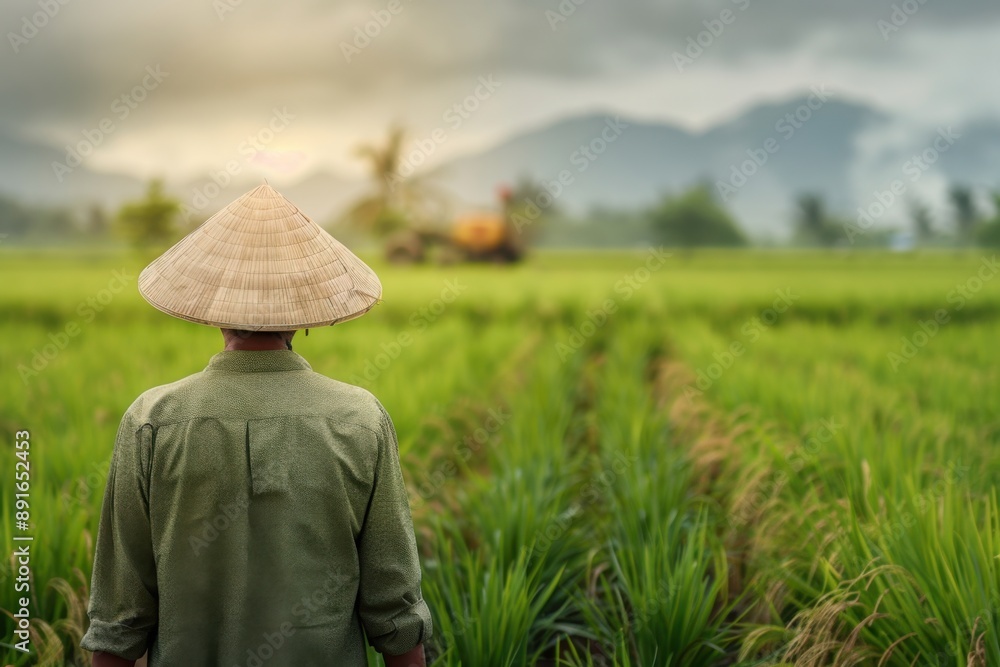 Farmer in Rice Field at Sunrise
Farmer in Rice Field at Sunrise