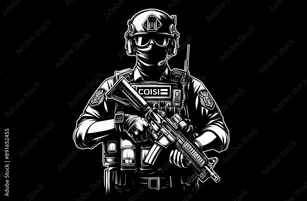 Fototapeta premium Police personnel standing in attitude