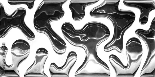 Liquid Pouring Chrome Transparent Background 