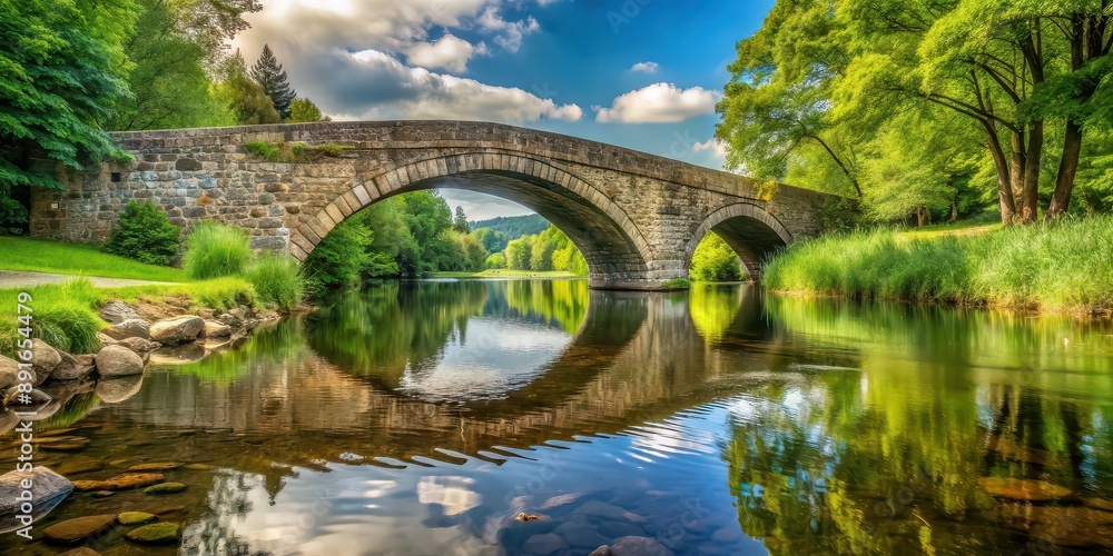 Stone bridge over tranquil river, bridge, stone, architecture, structure, landmark, scenic, nature, water, reflection Stone bridge over tranquil river, bridge, stone, architecture, structure, landmark, scenic, nature, water, reflection
